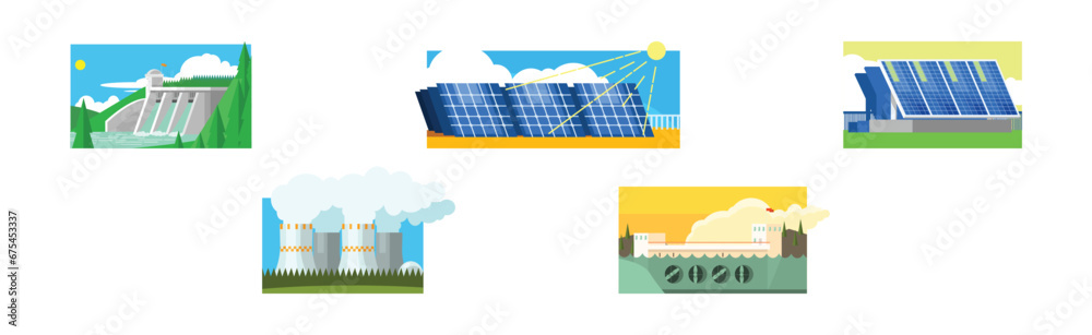 Wall mural natural resources and environment power generation vector set