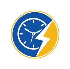 Flash time vector logo design. Thunder time logo icon vector.