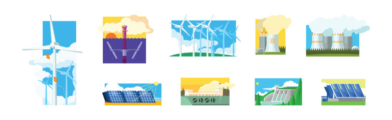 Natural Resources and Environment Power Generation Vector Set