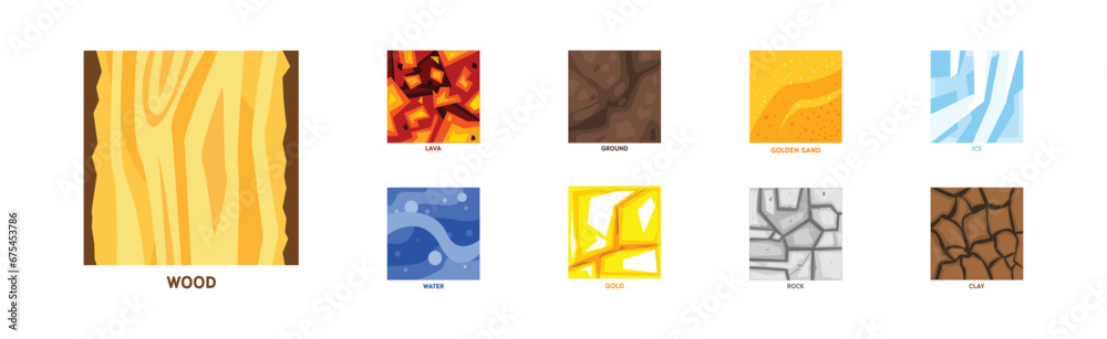 Poster different game ground square surface pattern vector set