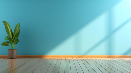 empty room with blue wall and window,Abstract Realms: 3D Rendered Backgrounds,AI Generative 