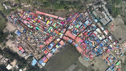 Aerial view of a traditional village fair in Bogra, Bangladesh. It's about 200 years old tradition and held once a year.