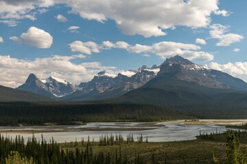 Saskatchewan river surrounded by mountains