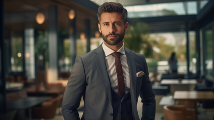 Naklejka premium Professional Businessman in Modern Office Setting