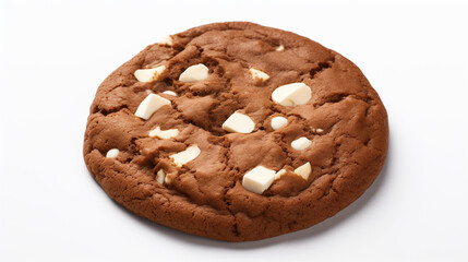 Double Chocolate Chip Cookie with White Chocolate Chunks on Isolated White Background