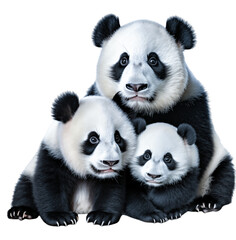 Fototapeta premium Family of panda on transparent background