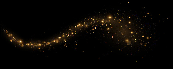 christmas light effect, sparkling magic dust particles.a trail of golden particles. A trail of stardust. Space sparkling.  © blagorodez