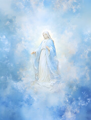 Portrait of our lady of grace, Virgin Mary in sky