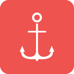 Ship Anchor Line Color Icon