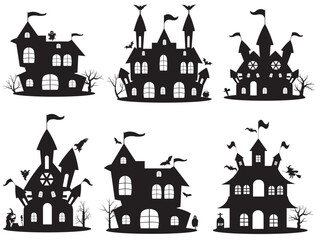 Set of Halloween hunting Vector Horror house, hunted house set pack collection, Vector
