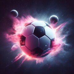 Naklejka premium soccer ball in the night
