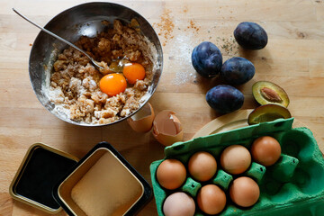 ingredients for making plum pie