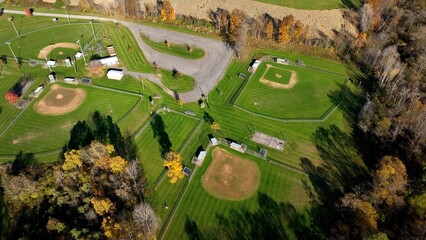 Baseball fields in small town USA where little league and softball are played 