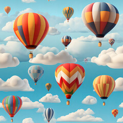 Obraz premium Hot air balloons in sky, tile