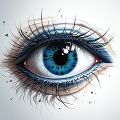 A close up of an eye with blue eyes