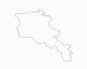 Vector outline map Armenia, line border country