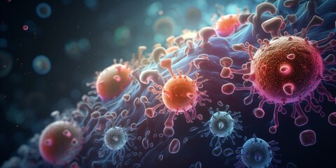microscopic view of the coronavirus Sars-CoV-2 genetic variation arcturus - obrazy, fototapety, plakaty