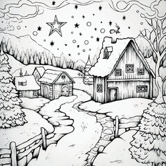 Illustration of simple christmas colouring page drawing