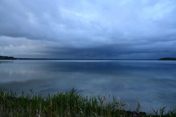 cloudy lake at dawn