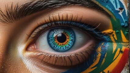 4K Generative AI Image: Graffiti-Style Woman's Eye Close-Up