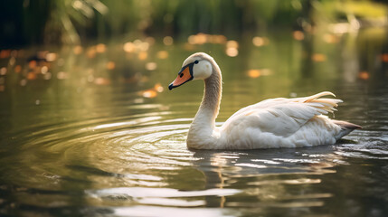 Fototapeta premium Graceful Goose in a Peaceful Pond, Generative AI