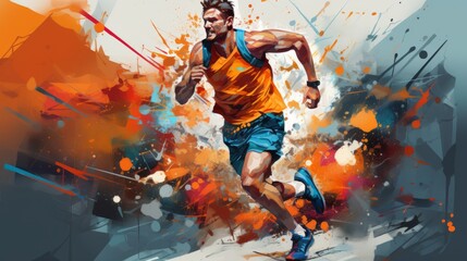 sport athlete running ai generated - obrazy, fototapety, plakaty