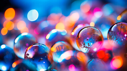 Abstract bubble bokeh, Festive lights, Soft focus with vibrant color spectrum - obrazy, fototapety, plakaty