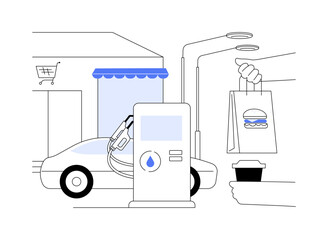 Gas station shop abstract concept vector illustration.