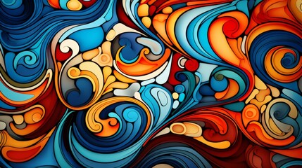 graphic background of abstract pattern with colorful swirls