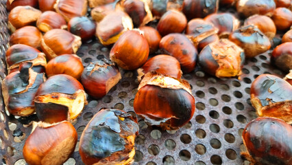 chestnuts roasted   in chesnuts festival in greece