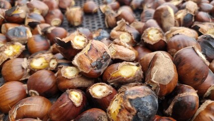 chestnuts roasted   in chesnuts festival in greece