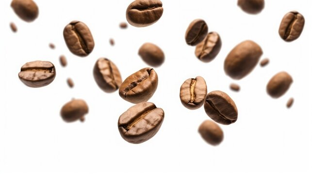 Flying coffee beans in white isolated background © Voilla