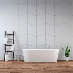 Bathroom interior with decoration - tiled wall style