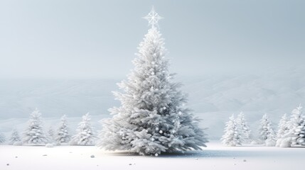 Enhance your holiday projects with a 3D abstract Christmas tree standing in the snow. Ideal for greeting cards, festive posters, and party invitations,