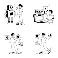 Set of Robotics Glyph Illustrations 

