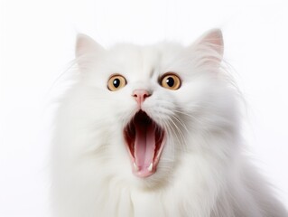 awesome epic photo of cat on white background national geographic style