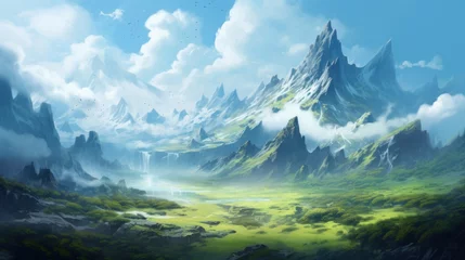 Wandaufkleber Fantasy landscape art and its profound impact on player engagement and emotional connection to the magical game world © Damian Sobczyk