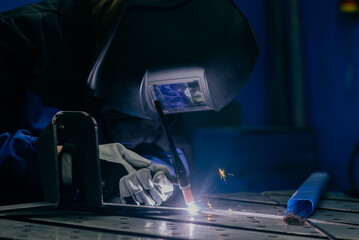 Welding work at a metalworking plant