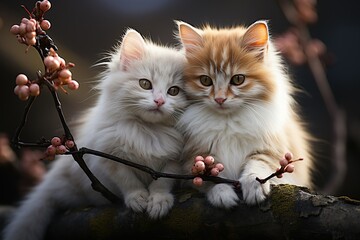 Kittens on a branch: a picture of love and friendship