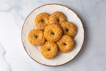 Ramadan sweets background. Cookies of El Fitr Islamic Feast. Egyptian cookies 