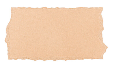 Torn piece of brown cardboard isolated on transparent background