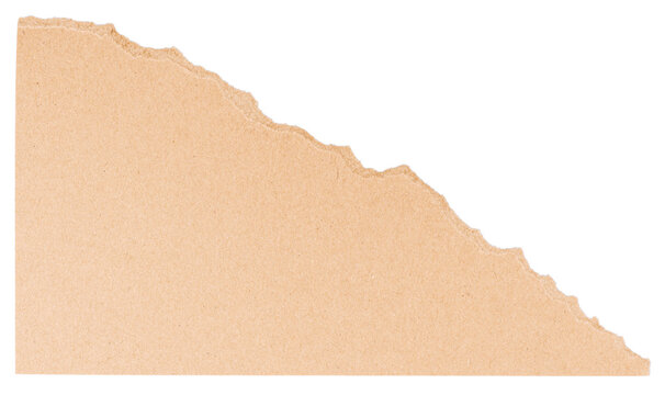 Torn brown cardboard paper corner isolated on a transparent background