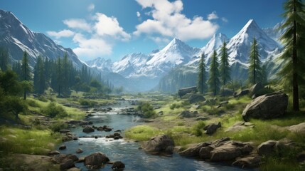 Fototapeta na wymiar Breathtaking landscapes in creating immersive and visually stunning game worlds