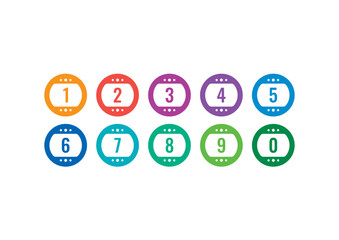 numbers in colored buttons. 0-9 numbers for academy, business, education, university. 0-9 math numbers