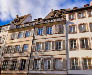 Fototapeta premium Historic old facade in downtown of Strasbourg, France,