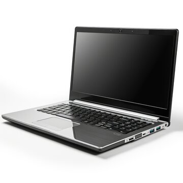 A laptop computer sitting on top of a white surface, clipart on white background.