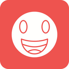 Beaming Face with Smiling Eyes Line Color Icon
