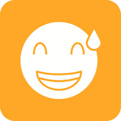 Grinning Face with Sweat Line Color Icon