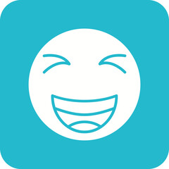 Grinning Squinting Face Line Color Icon