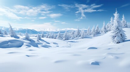 Frosty Christmas Snow Drifts: Elevate your designs with a 3D winter landscape featuring snowdrift mounds and a blue sky background.